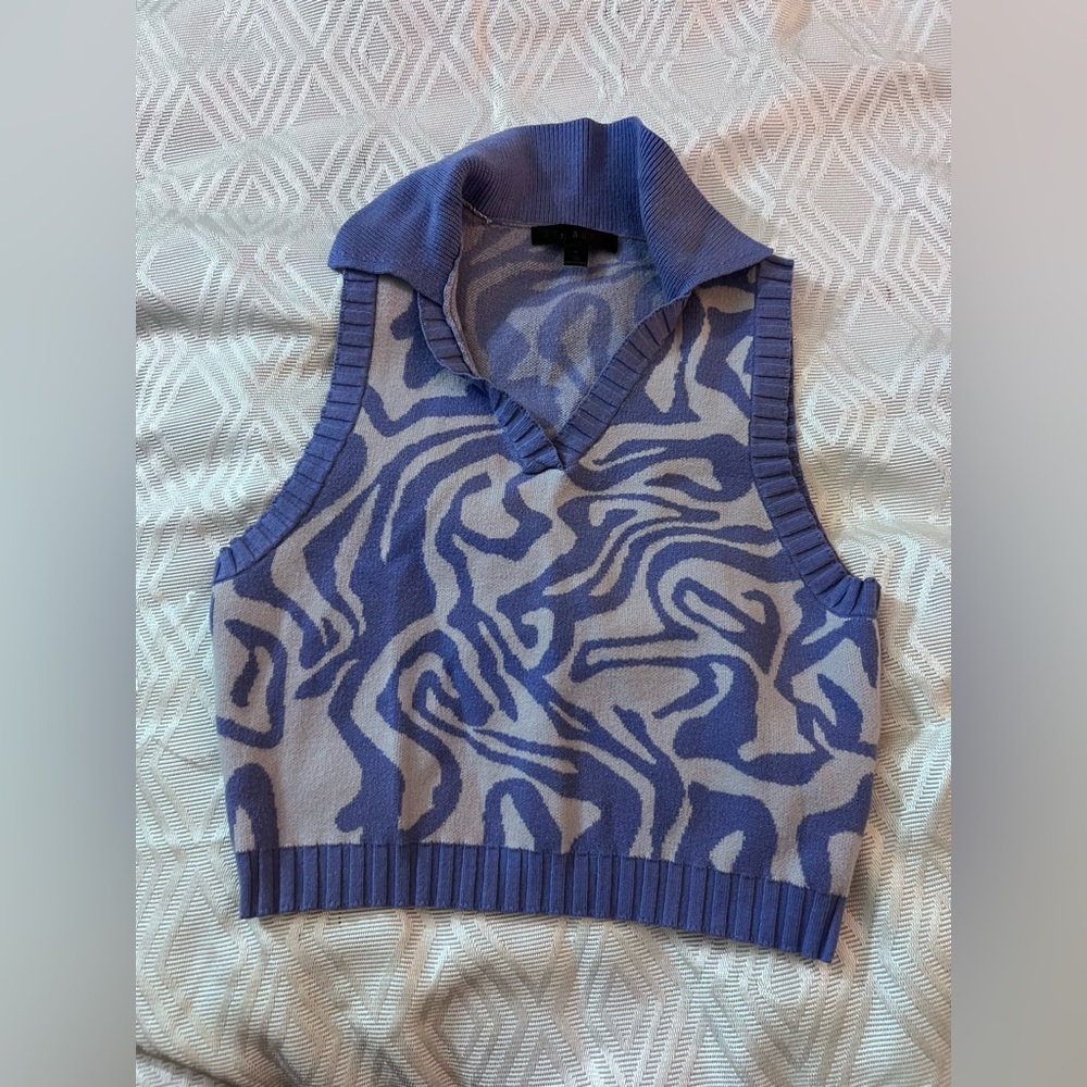 Lavender shades Patterned Sleeveless Sweater Vest